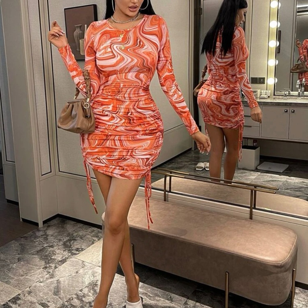 Adjustable Bodycon Orange Dress
